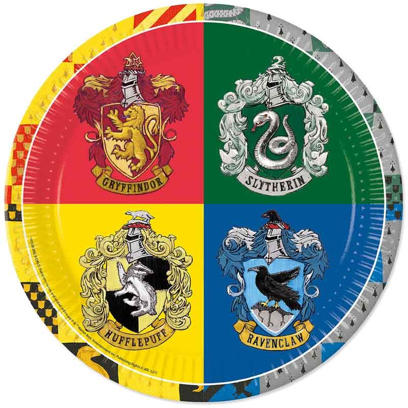 Harry Potter Hogwarts Houses Paper Plates - 23cm (Pack of 8) - Anilas UK