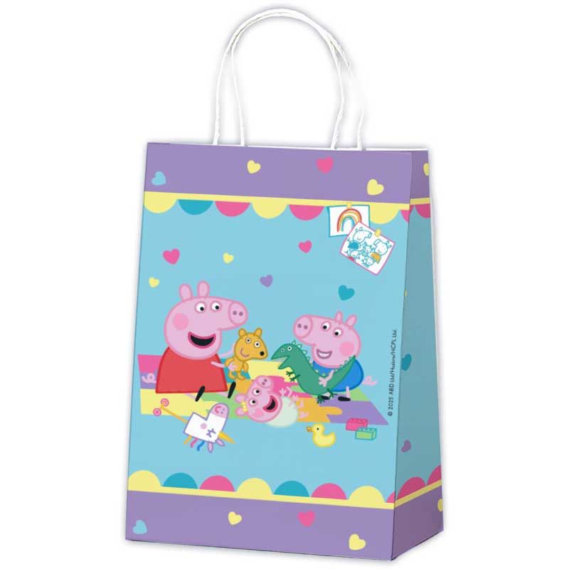 Peppa Pig Made With Love Paper Party Bags With Handle (Pack of 8)