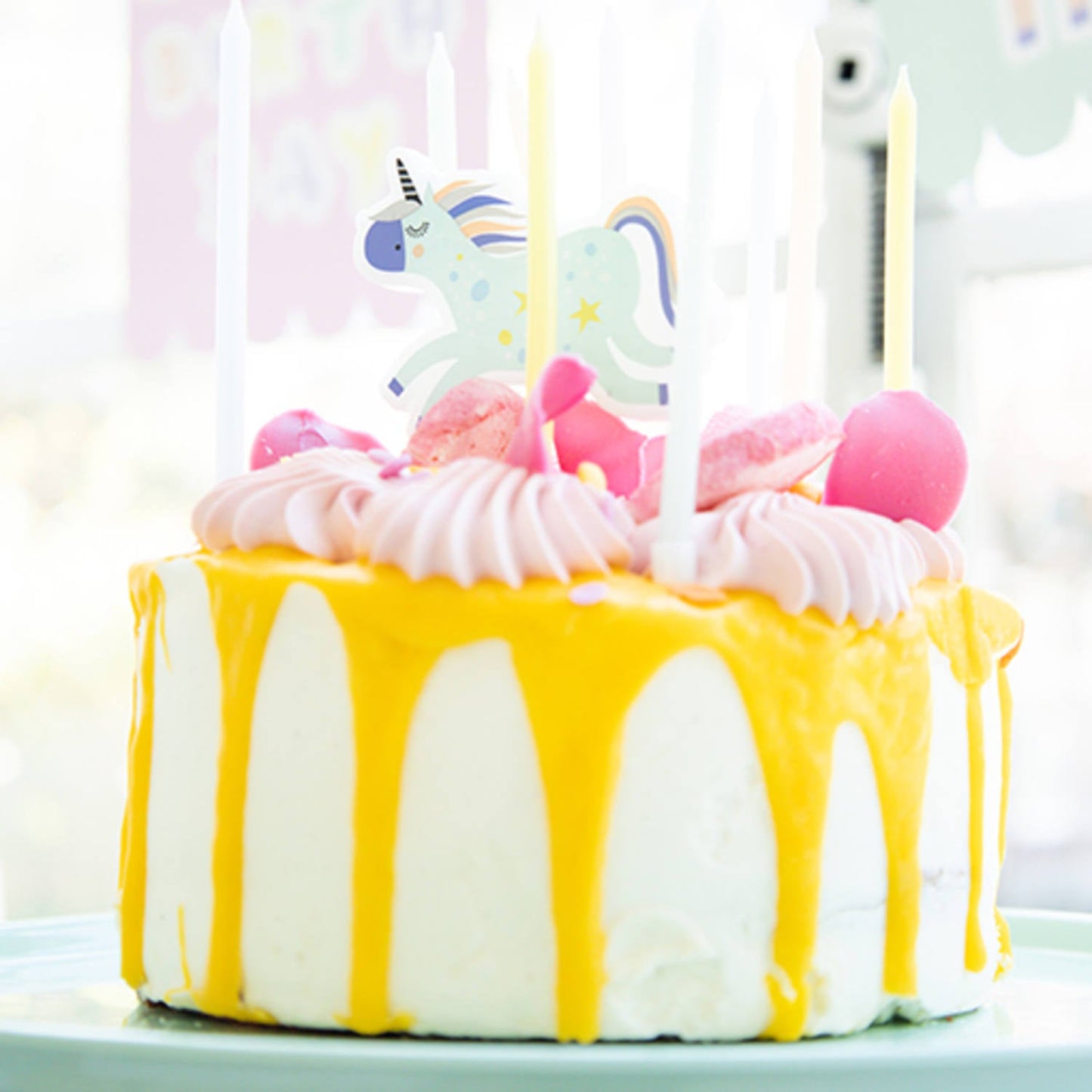 Unicorns & Rainbows Birthday Cake Candles -  (10cm, 11 pieces) - Anilas UK