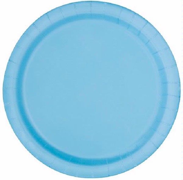 Party Paper Powder Blue Plates - 21.9cm ( Pack of 8) - Anilas UK