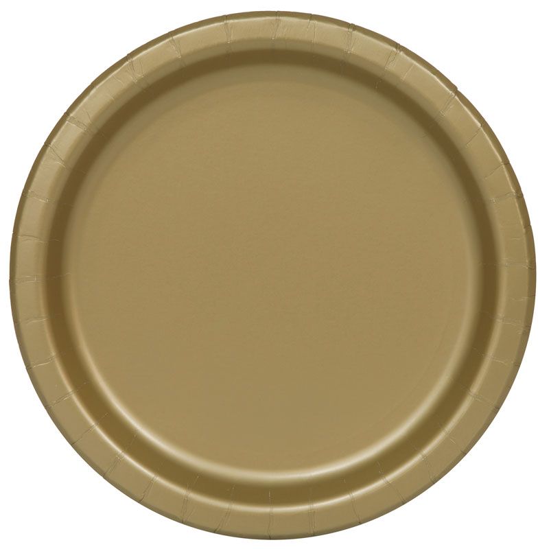 Gold Paper Plates - 21.9cm (Pack of 8) - Anilas UK