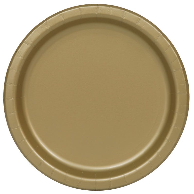 Gold Paper Plates - 21.9cm (Pack of 8)