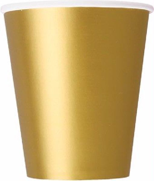 Gold Party Paper Cups (Pack of 8) - Anilas UK