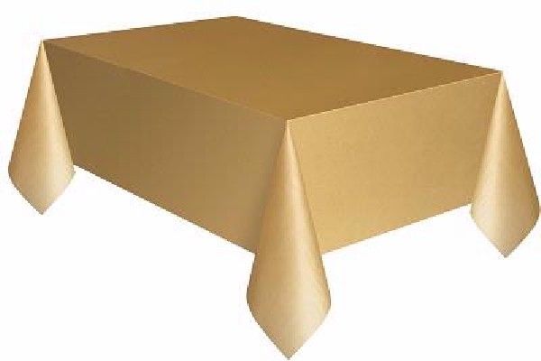 Gold Plastic Table Cover (137x274 cm) - Anilas UK