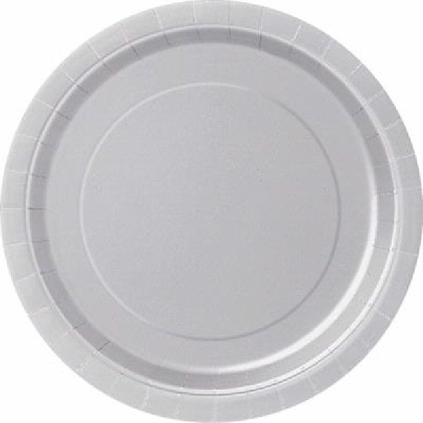 Silver Paper Plates - 21.9cm (Pack of 16)