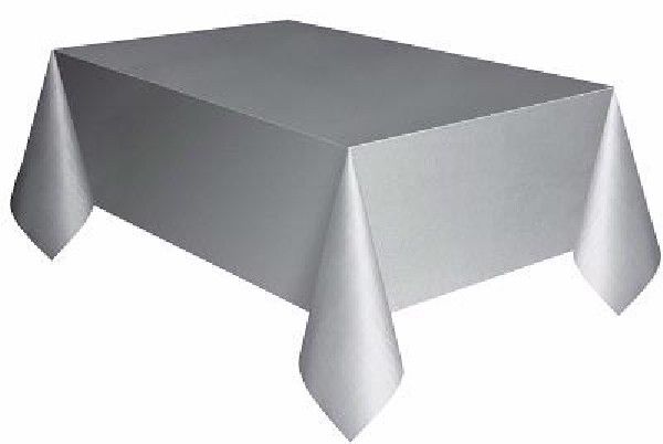 Silver Plastic Table Cover (137x274 cm) - Anilas UK