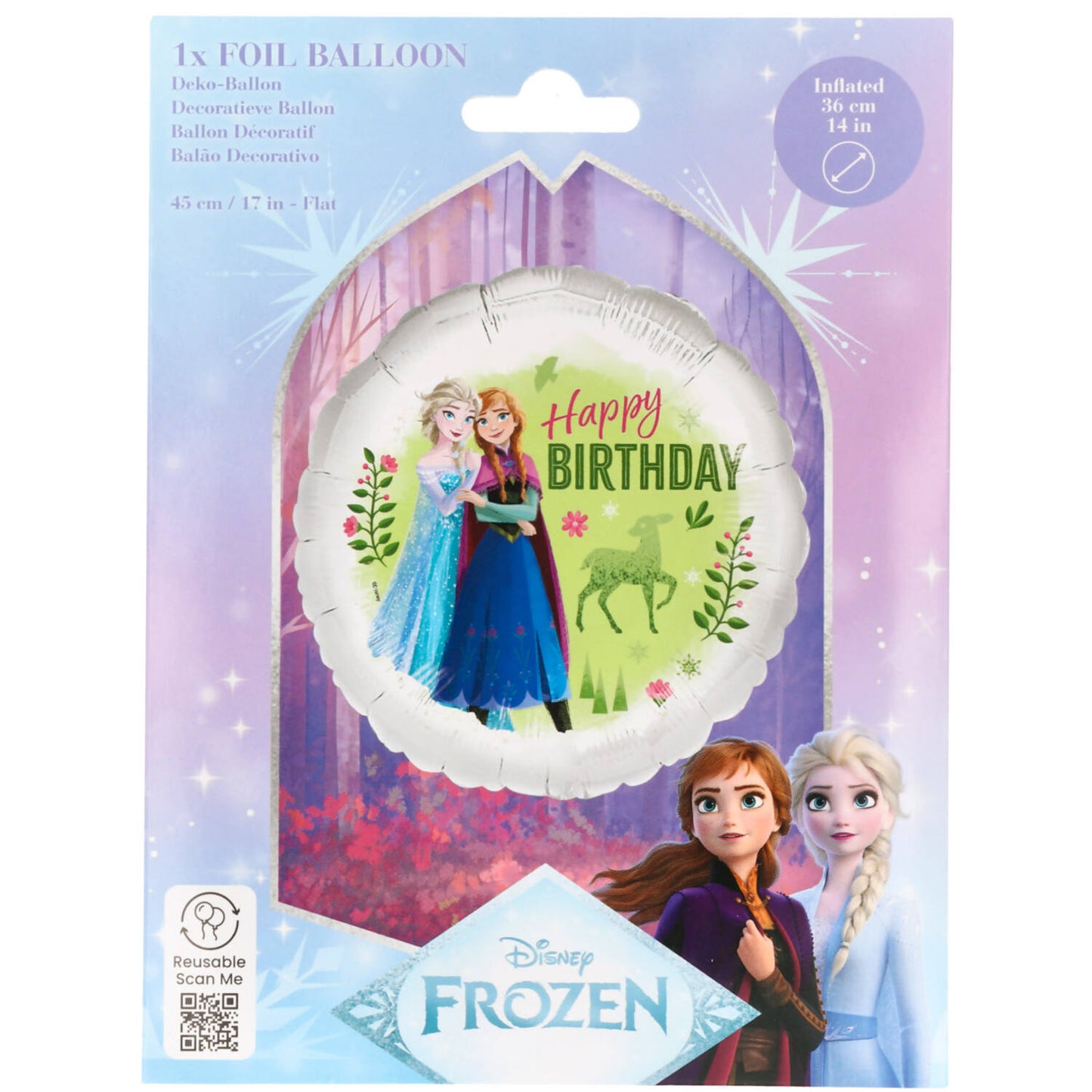 Disney Frozen Anna & Elsa Happy Birthday Foil Balloon 45 cm