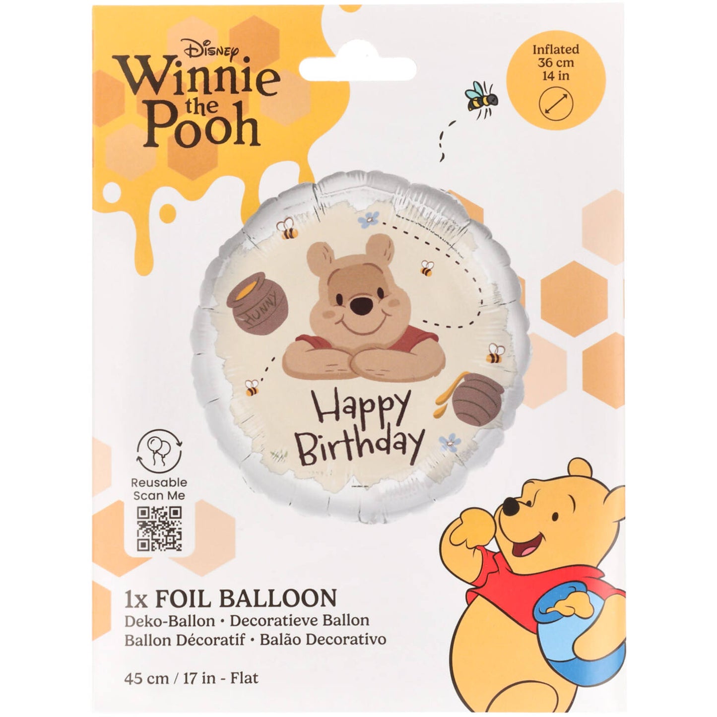 Disney Winnie the Pooh Happy Birthday Foil Balloon 45 cm
