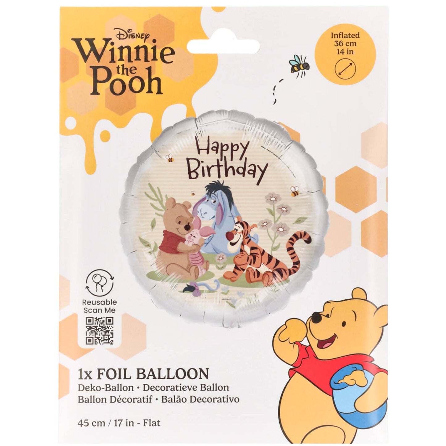Disney Winnie & Friends Happy Birthday Foil Balloon 45 cm