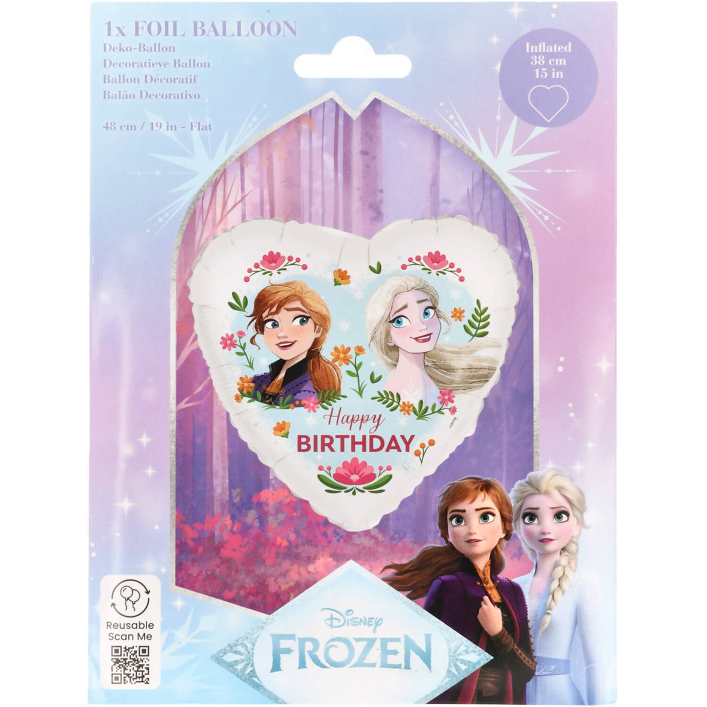 Disney Frozen Anna & Elsa Happy Birthday Foil Balloon 45 cm