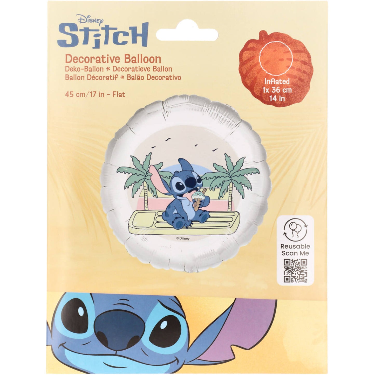 Disney Ice Cream Stitch Foil Balloon 45 cm