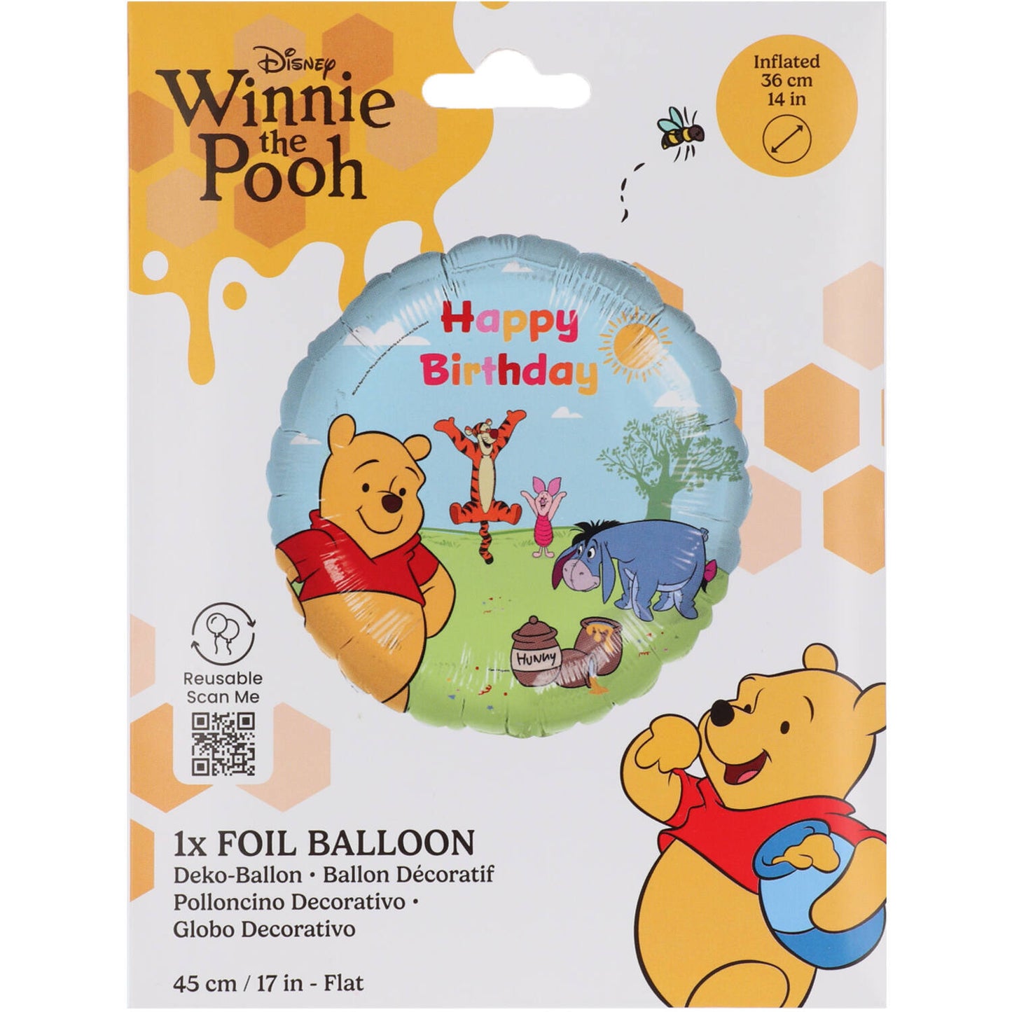 Winnie the Pooh "Happy Birthday" Foil Balloon 45 cm