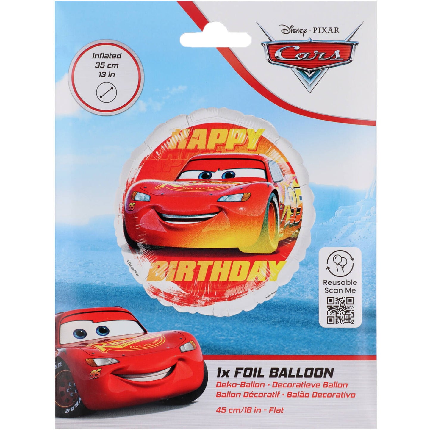 Disney Cars "Happy Birthday" Foil Balloon 45 cm