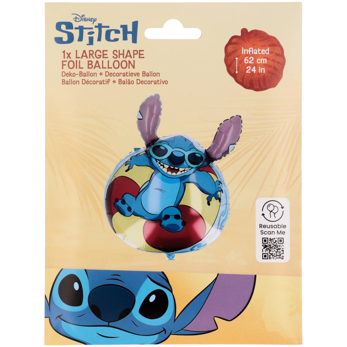 Disney Stitch Summer Time - Shape Foil Balloon 48 x 61 cm