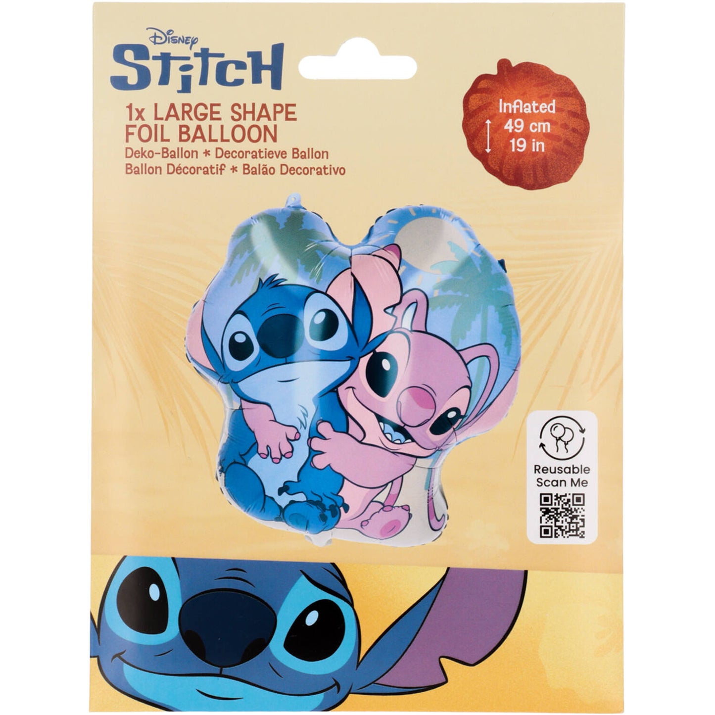 Stitch & Angel Summer Vibe - Shape Foil Balloon 49 cm