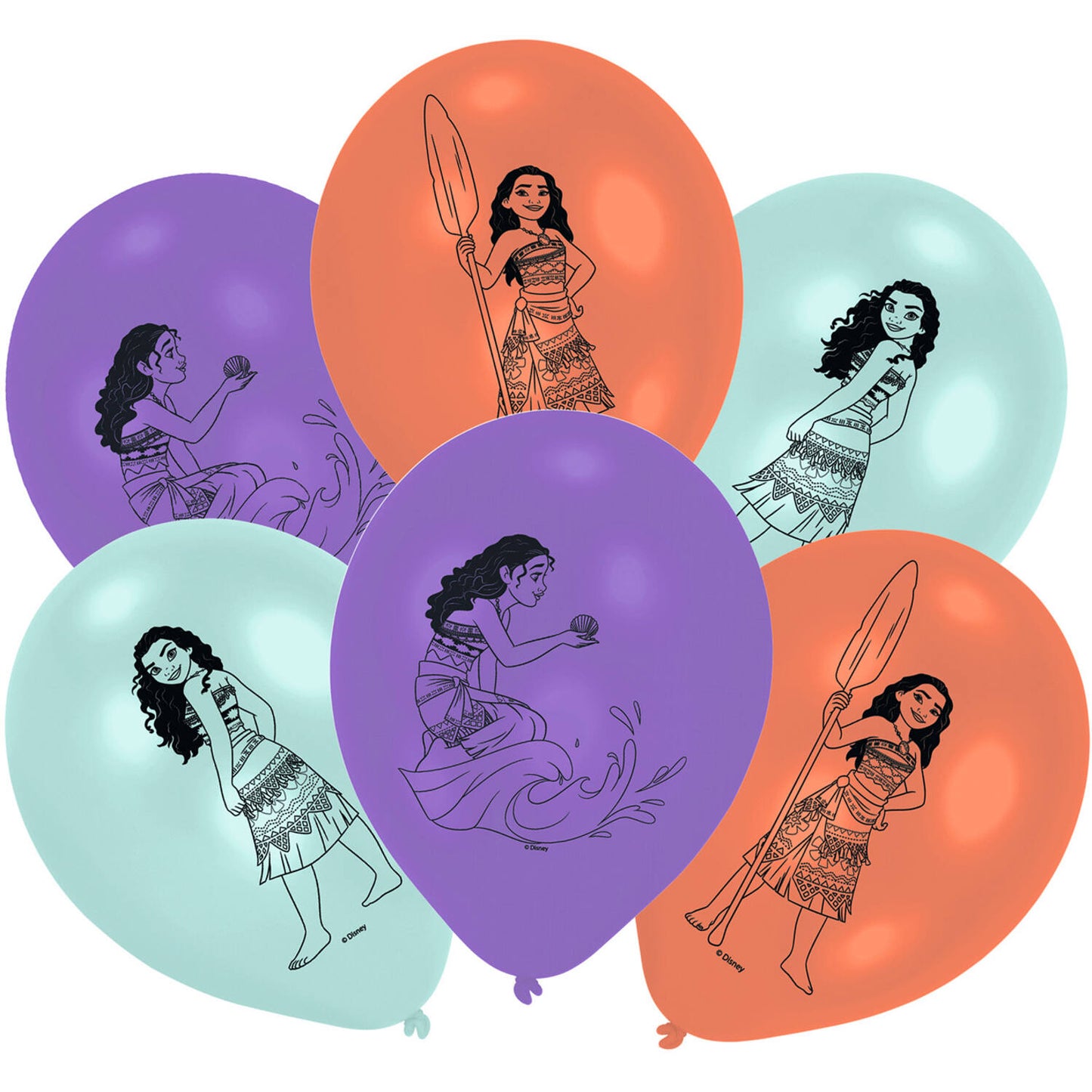 Disney Princess Moana Latex Balloons 23 cm, 6 Pack