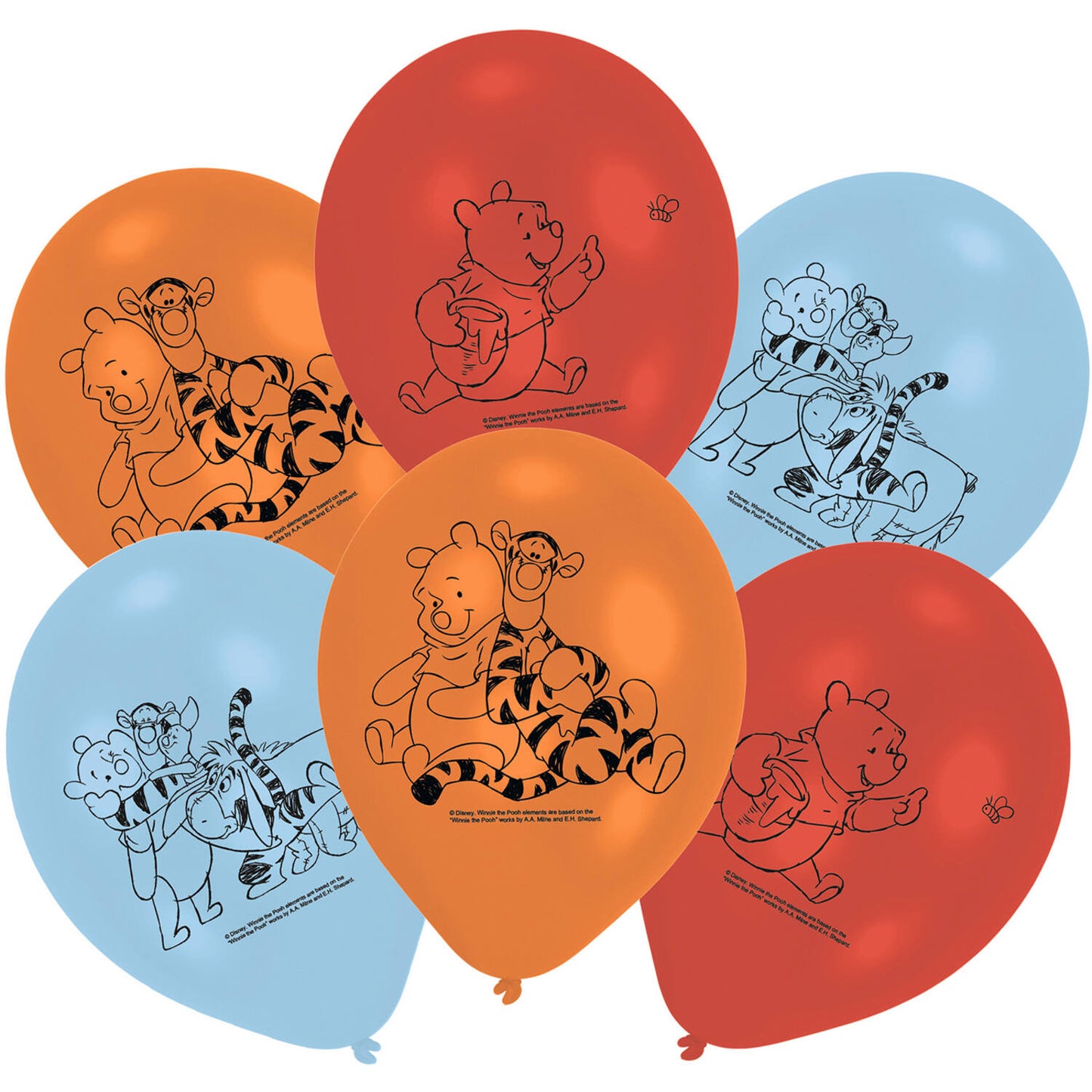 Disney Winnie the Pooh Latex Balloons 23 cm, 6 Pack