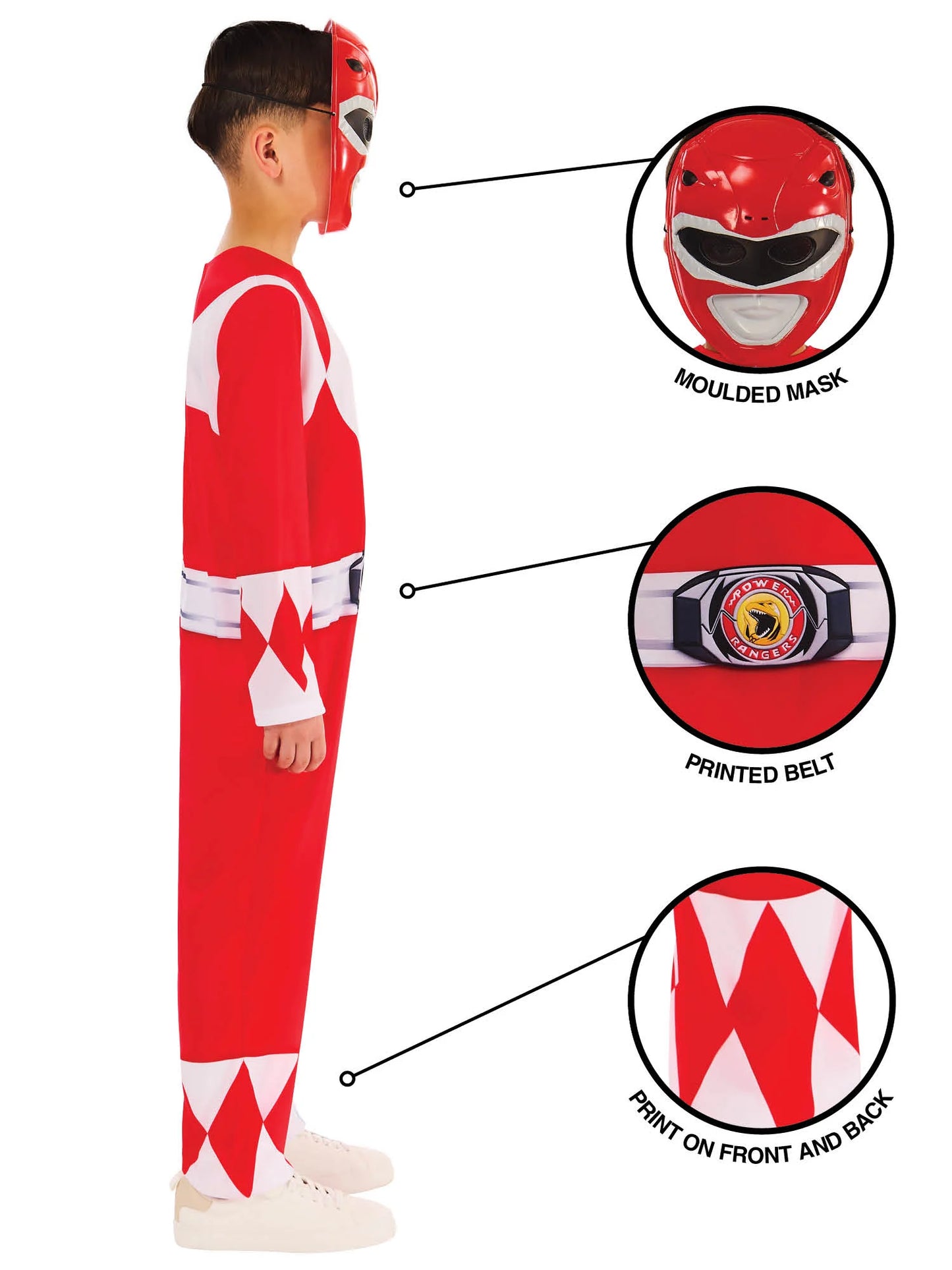Mighty Morphin Red Ranger Dressing Up Costume - Anilas UK