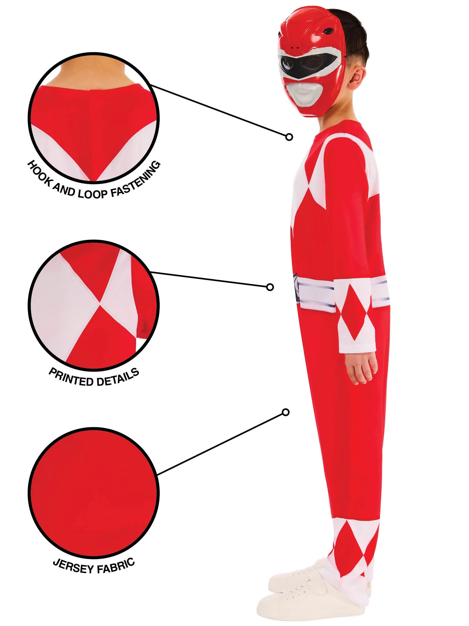 Mighty Morphin Red Ranger Dressing Up Costume - Anilas UK