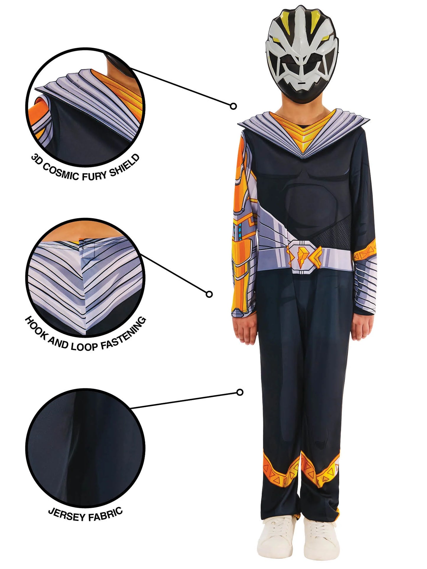Cosmic Fury Black Ranger Dressing Up Costume - Anilas UK