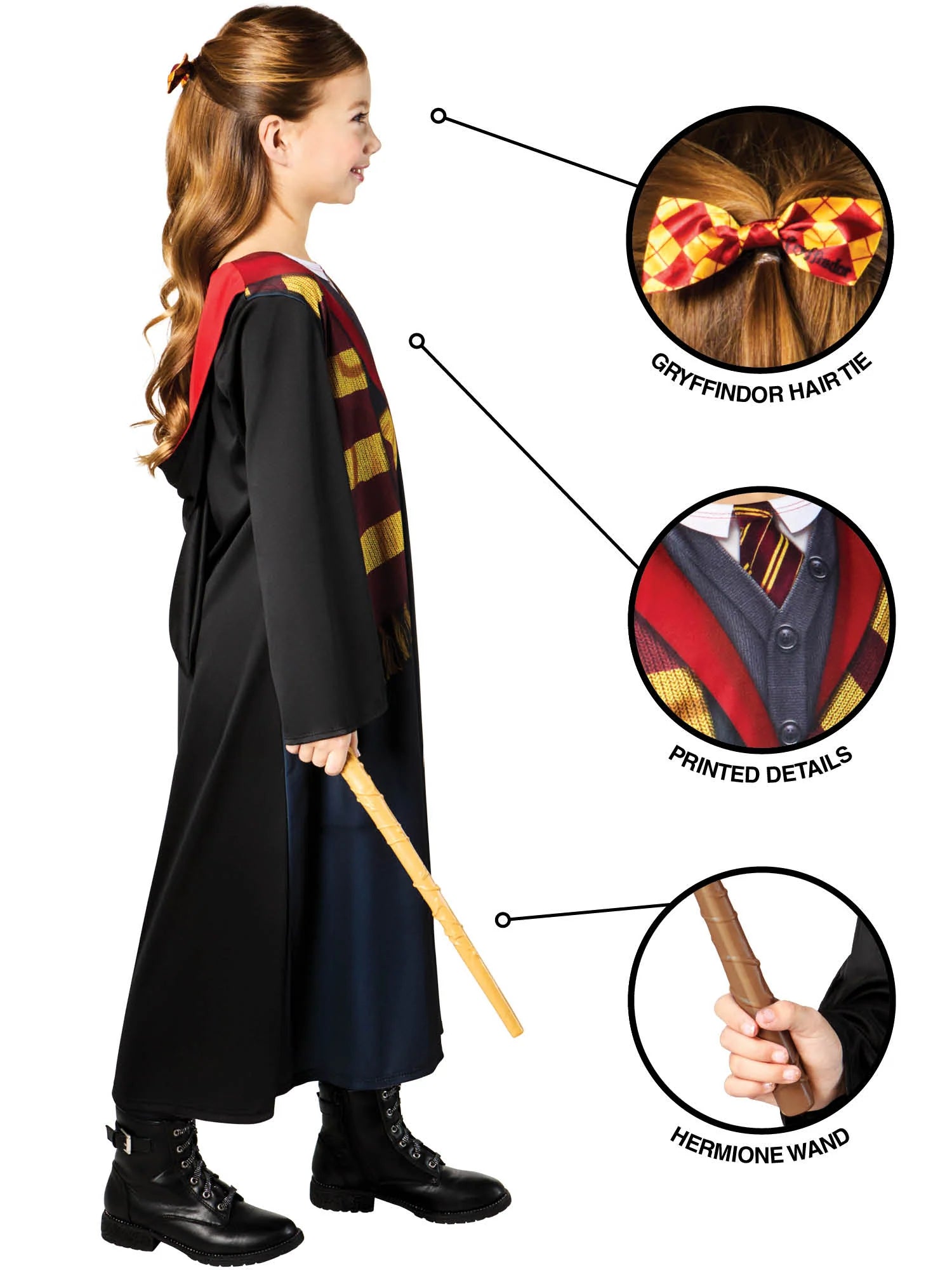 Hermione Granger Deluxe Dressing Up Costume with Robe, Hair Tie and Wand - Anilas UK