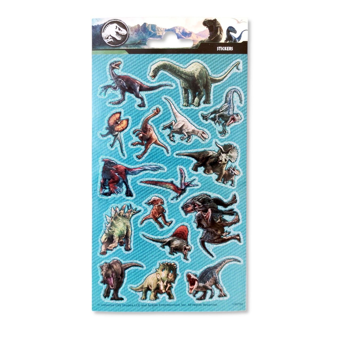 Jurassic World Glitter Stickers Sheet