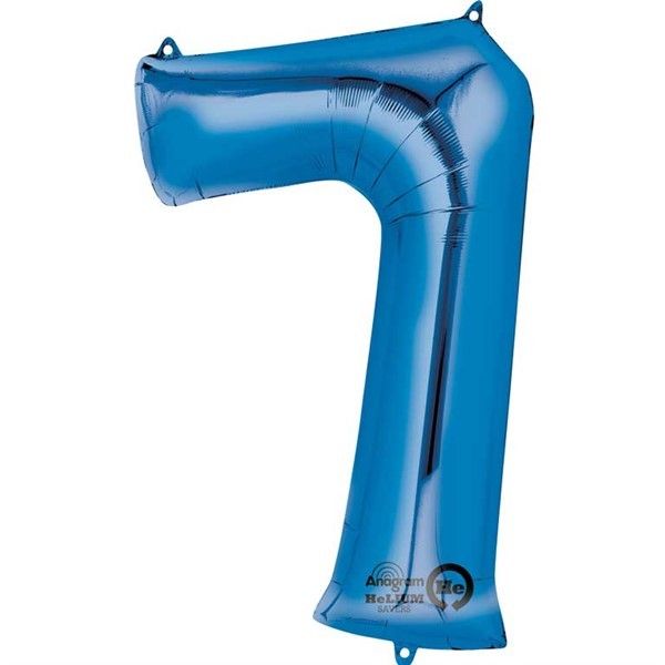 Age 7 Blue Birthday Party Supershape Balloon - Anilas UK