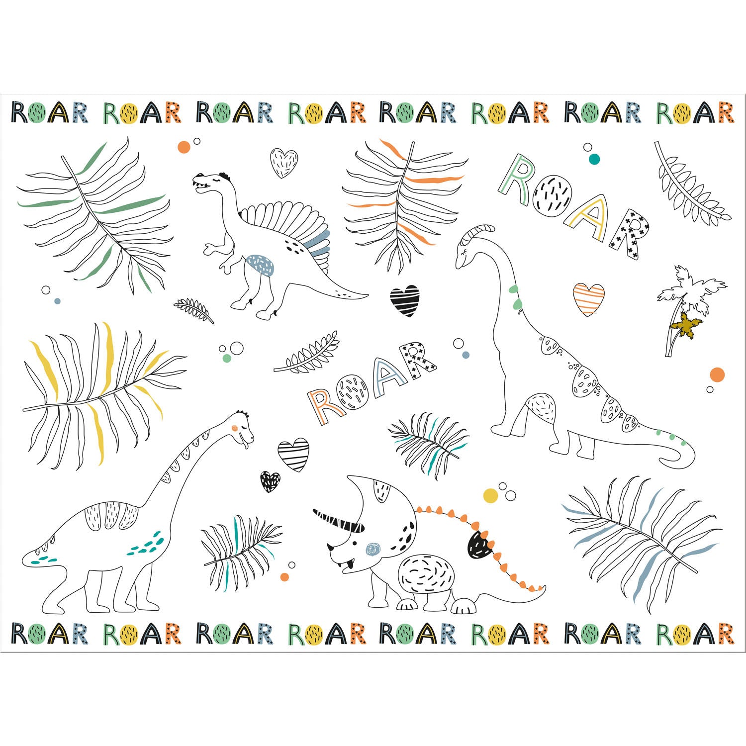 Dino Roars Colour It Yourself Activity Placemat -  (6 pieces) - Anilas UK