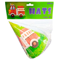 Fire Engine Party Cone Hats (pack of 8)