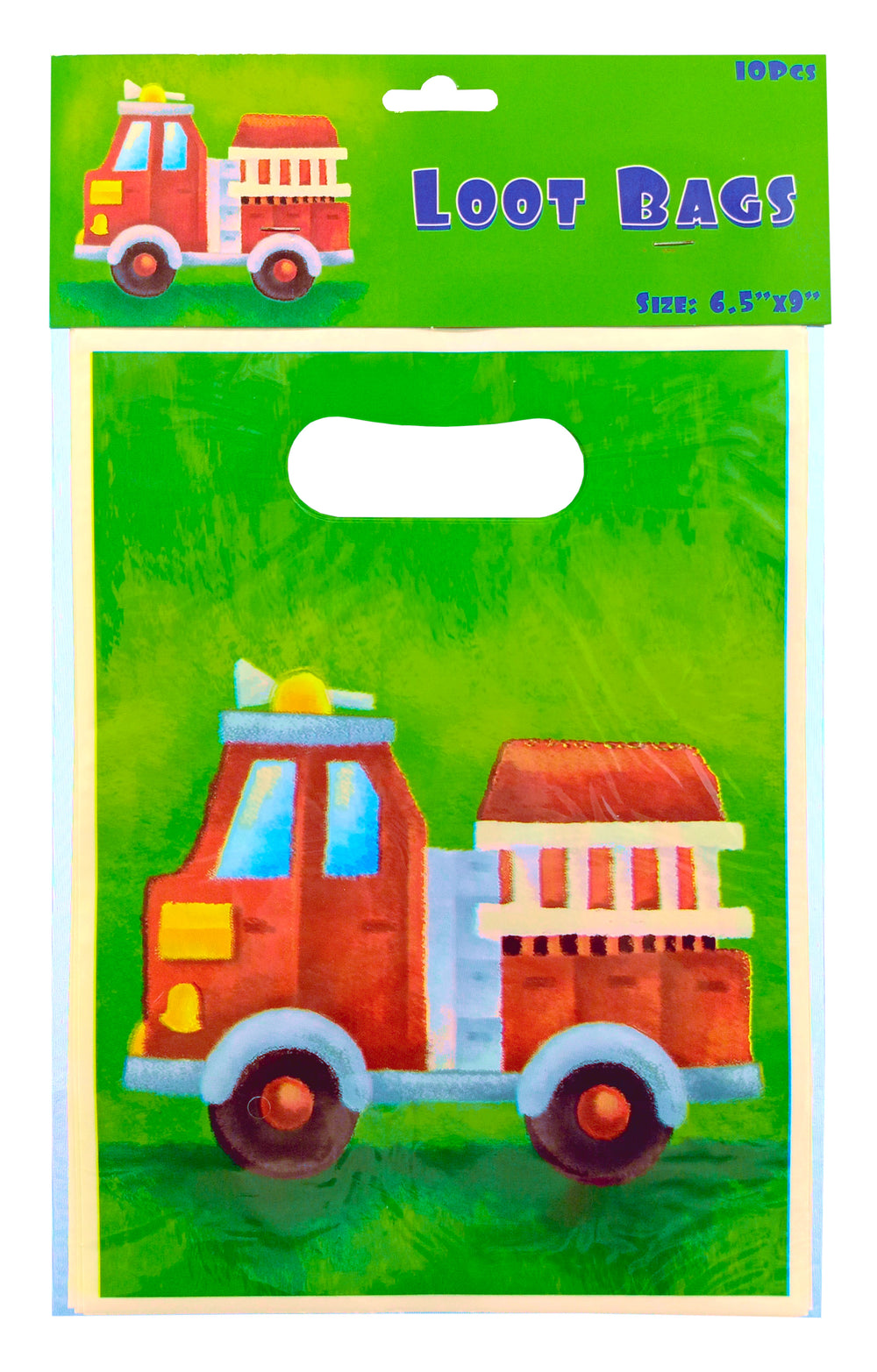 Fire Engine Plastic Party Loot Bags (pack of 10)