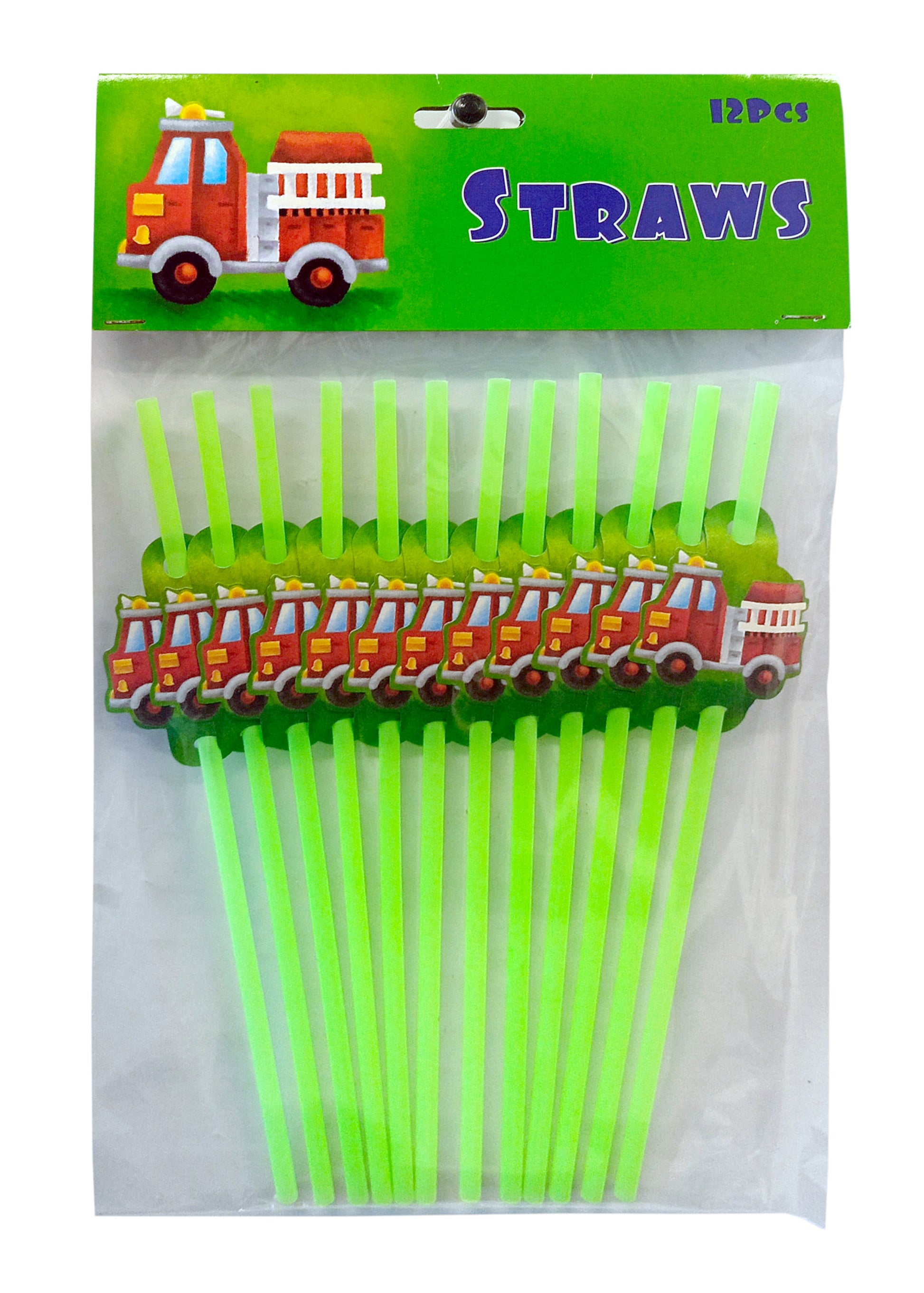 Fire Engine Party Drinking Straws (pack of 12) - Anilas UK
