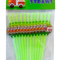 Fire Engine Party Drinking Straws (pack of 12)