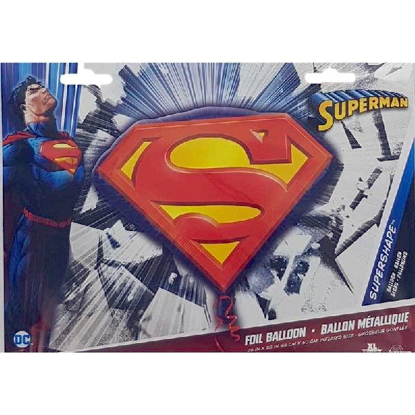 Superman Emblem Super Shaped Foil Balloon 66 x 50cm - Anilas UK