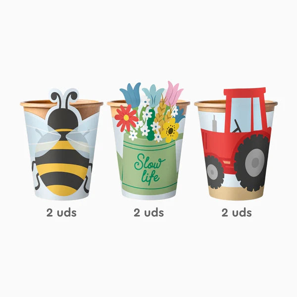 Farm Paper Cups 270 ml (Pack of 6) - Anilas UK