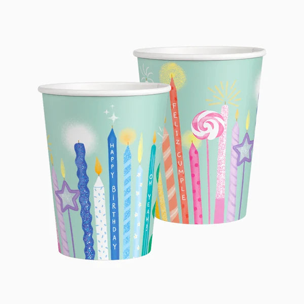 Birthday Candles Paper Cups 270 ml (Pack of 10) - Anilas UK