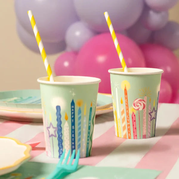 Birthday Candles Paper Cups 270 ml (Pack of 10) - Anilas UK