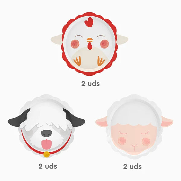 Farm Paper Plates 22.5 x 27 cm (Pack of 6) - Anilas UK