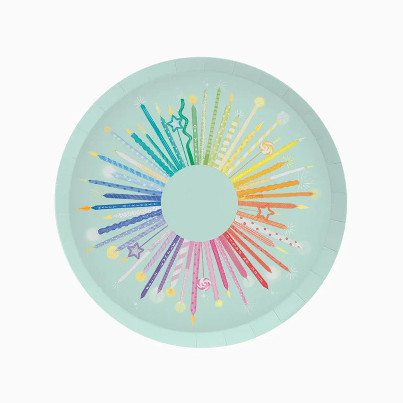 Birthday Candles Paper Plates 23 cm (Pack of 6) - Anilas UK