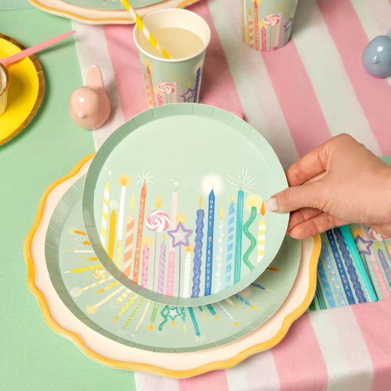 Birthday Candles Paper Plates 17 cm (Pack of 6) - Anilas UK