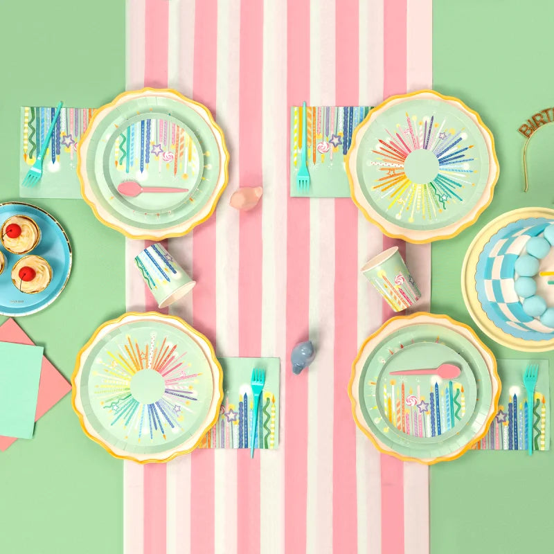 Birthday Candles Paper Plates 17 cm (Pack of 6) - Anilas UK