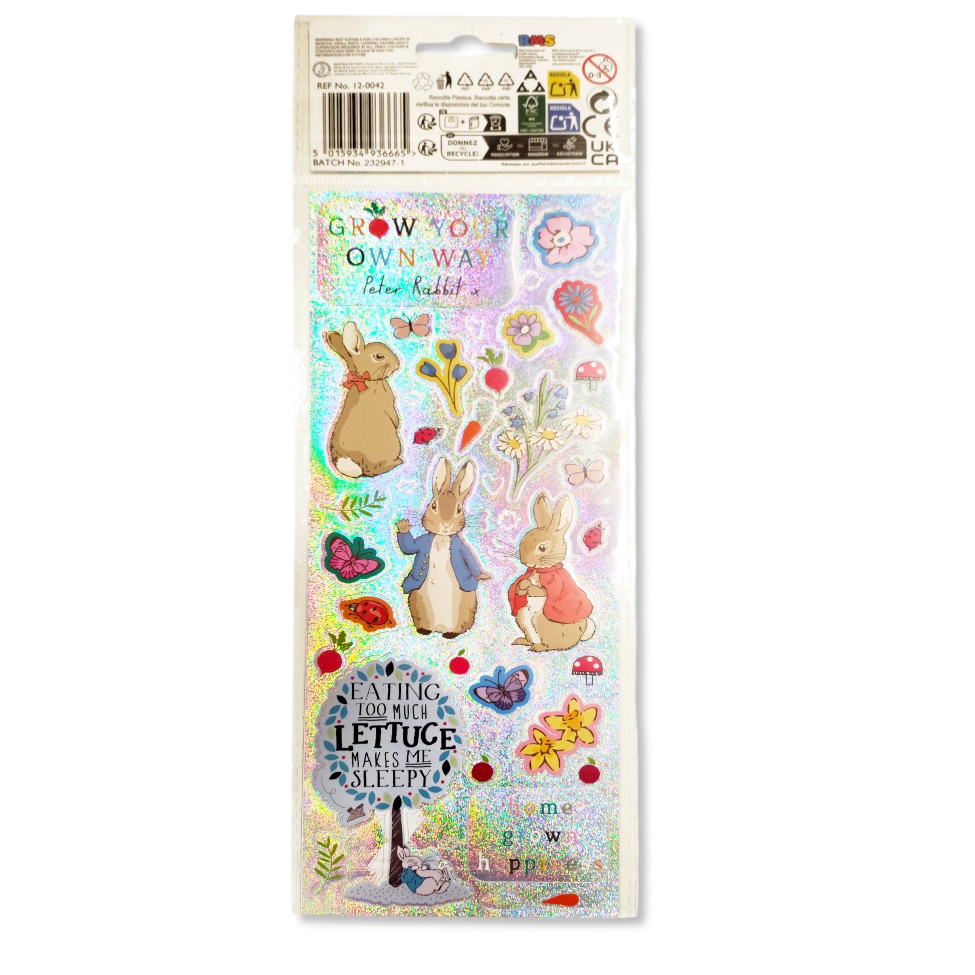 Peter Rabbit Glitter Sticker Sheet - Anilas UK