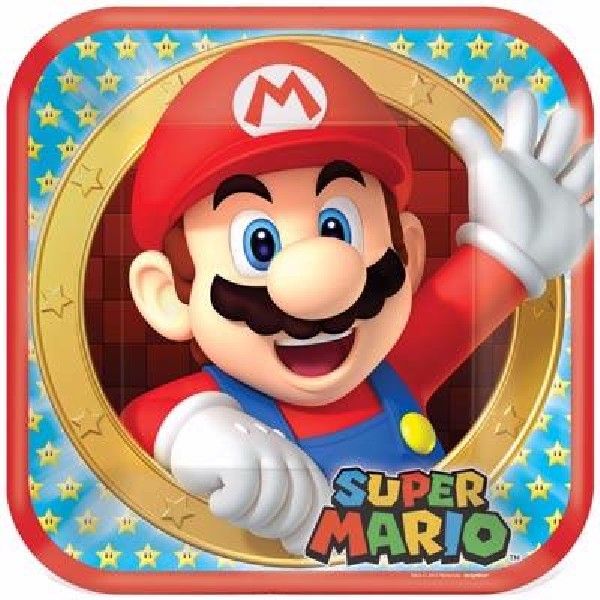 Complete Super Mario Themed Party Pack for 8 people Including Tableware and Favours - Anilas UK