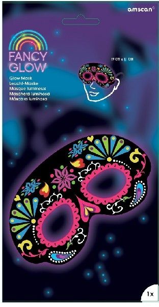 Black Floral Day of the Dead Halloween Glow Stick Mask - Anilas UK