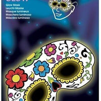 White Floral Day of the Dead Halloween Glow Stick Mask - Anilas UK