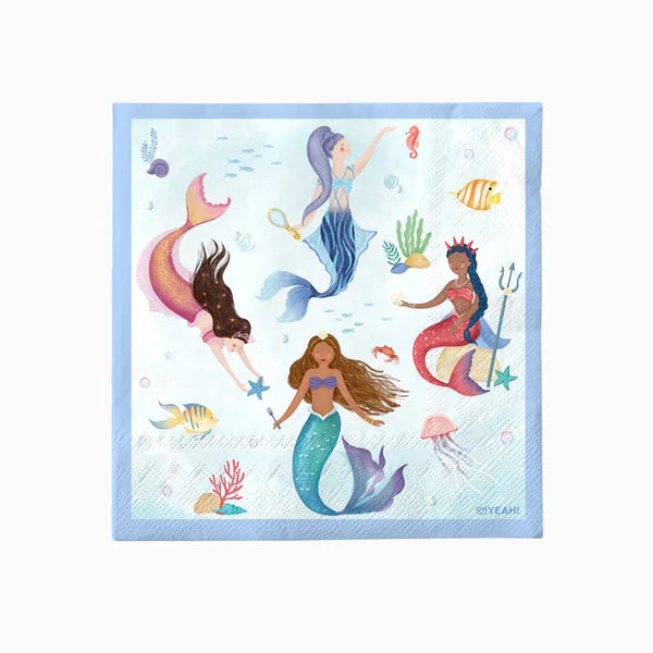 Mermaid Paper Napkins 33 x 33 cm (pack of 20) - Anilas UK