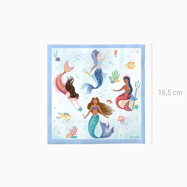 Mermaid Paper Napkins 33 x 33 cm (pack of 20) - Anilas UK
