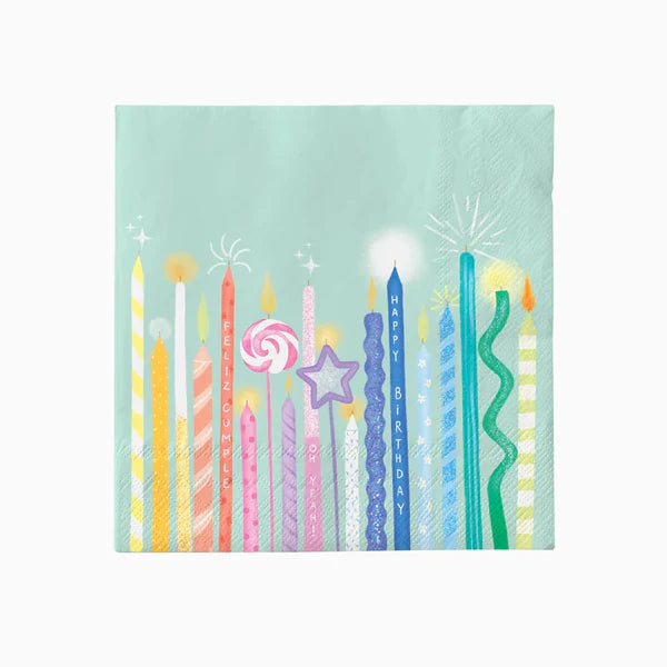 Birthday Candles Paper Napkins 33 x 33 cm (pack of 20) - Anilas UK