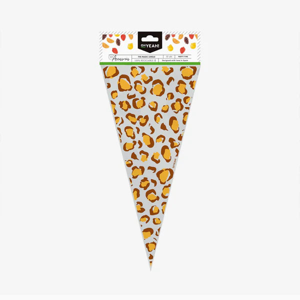 Leopard Cellophane Cone Sweet Bags (pack of 10) - Anilas UK