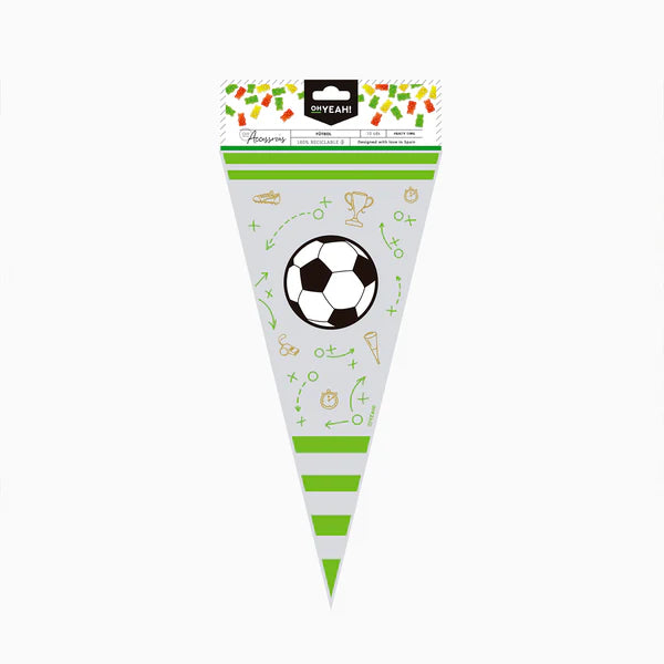 Football Cellophane Cone Sweet Bags (pack of 10) - Anilas UK