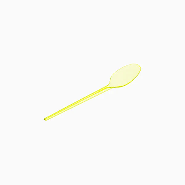 Fluorescent Yellow Reusable Plastic Desert Spoon (pack of 15) - Anilas UK